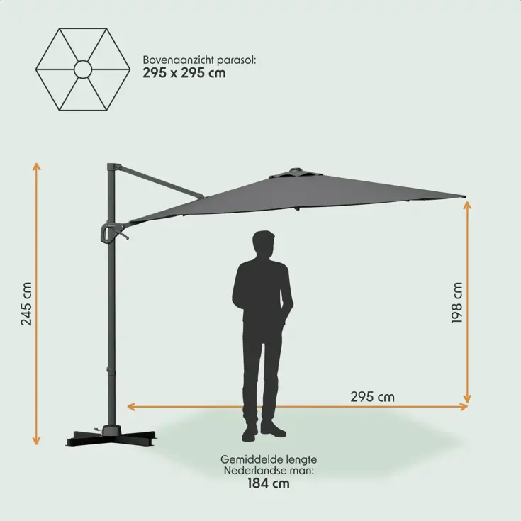 Zweefparasol – Ø300 cm – Draaibaar