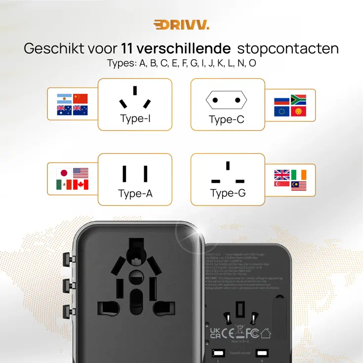Universele Wereldstekker USB C - 45W