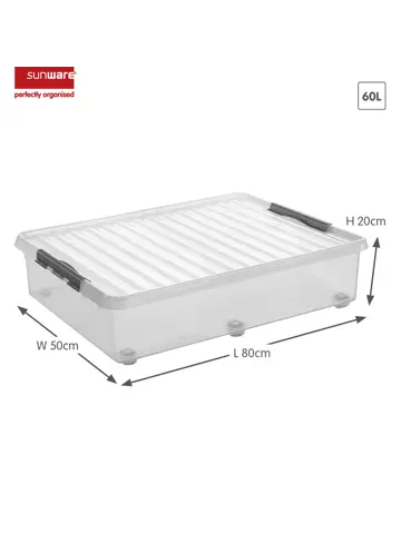 Q-line - Rollerbox - 60L transparant/grijs
