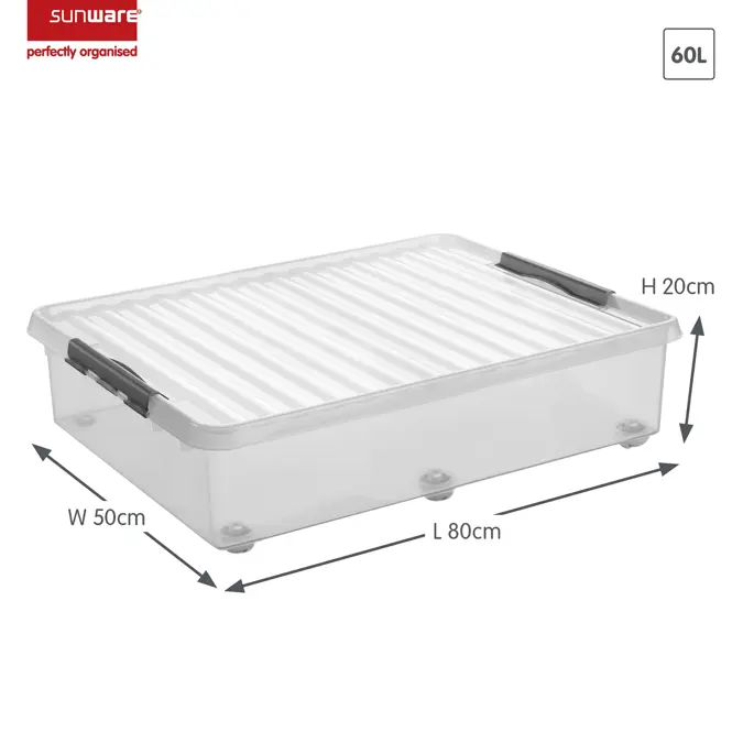 Q-line - Rollerbox - 60L transparant/grijs