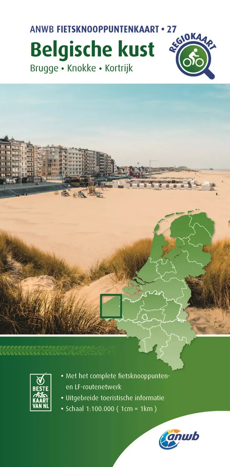 ANWB Knooppuntenkaart 27 Belgische Kust