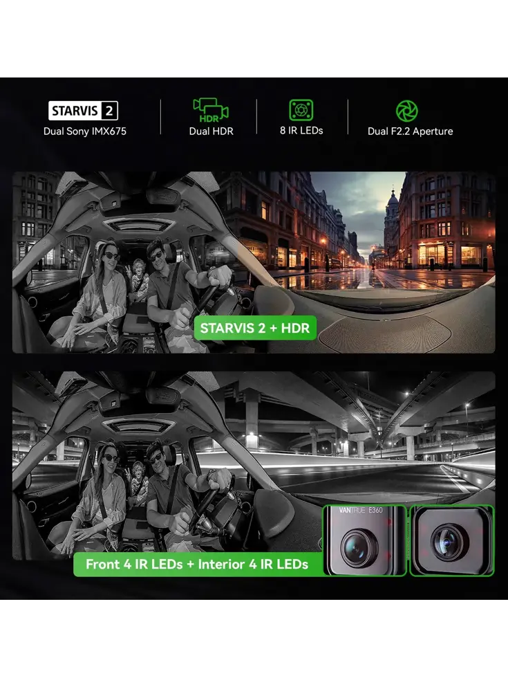 Vantrue E360 Cloud 5K 2CH Wifi GPS 360 dashcam