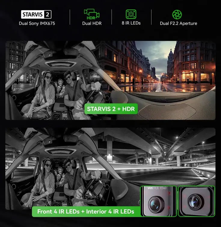 Vantrue E360 Plus Cloud 5K 3CH Wifi GPS dashcam