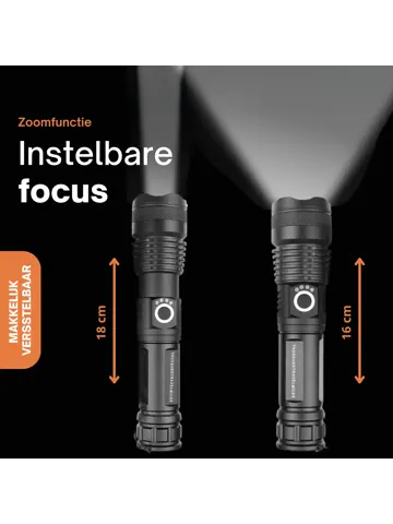 Zaklamp LED 3000 lumen oplaadbaar met USB-C