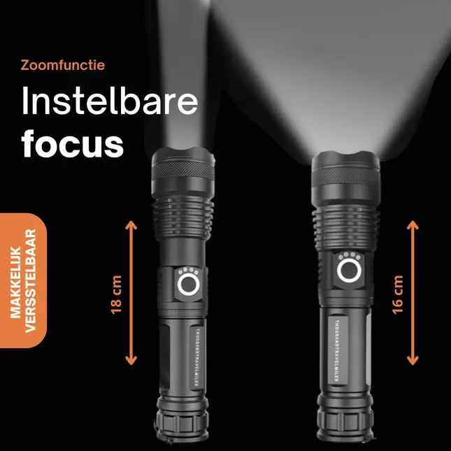 Zaklamp LED 3000 lumen oplaadbaar met USB-C