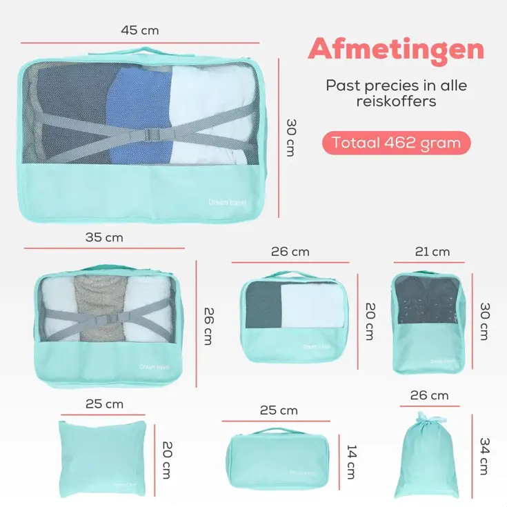 Packing cubes  7 stuks  complete set