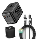 Remodius Wereldstekker PRO + UniCharge Oplaadkabel