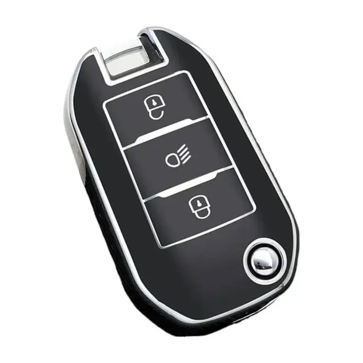 TPU Sleutelhoesje voor Peugeot zwart A3B