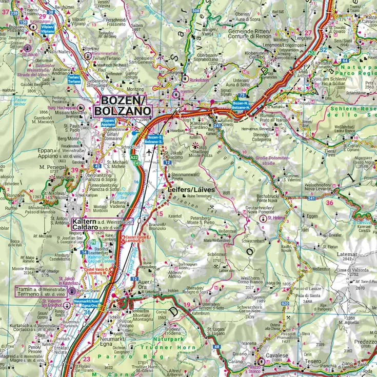 Wegenkaart Trentino - Zuid-Tirol - Venetië