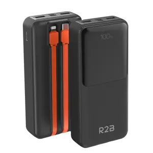 R2B Powerbank 20000 mAh met Ingebouwde Kabels