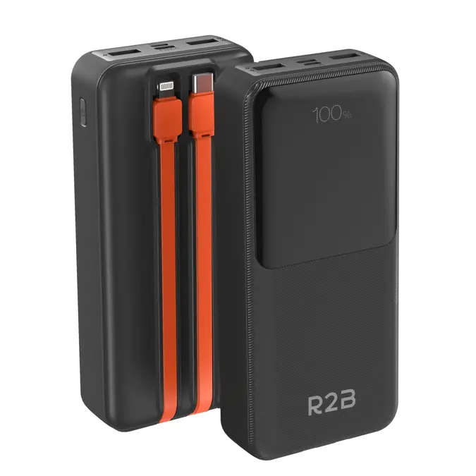 R2B Powerbank 20000 mAh met Ingebouwde Kabels