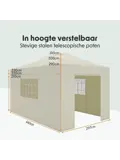 Partytent met Zijwanden – 3x4.5 m – Beige