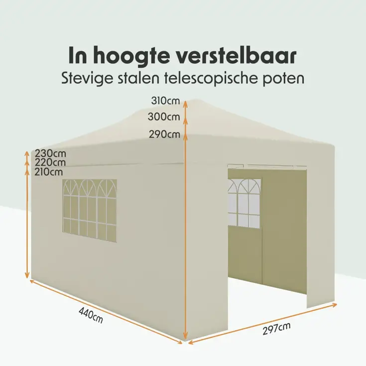 Partytent met Zijwanden – 3x4.5 m – Beige