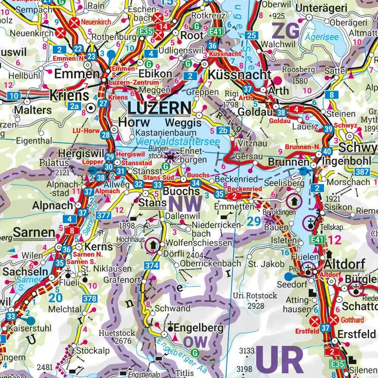 Wegenkaart Zwitserland