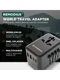 Remodius Wereldstekker + 2× Universele Oplaadkabel