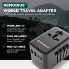 Remodius Wereldstekker met Universele Oplaadkabel