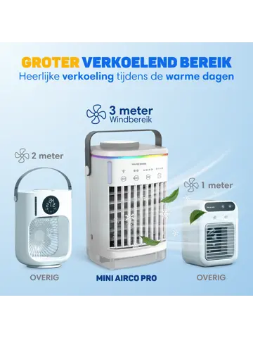 Mini Airco PRO - Tafelventilator incl Timer