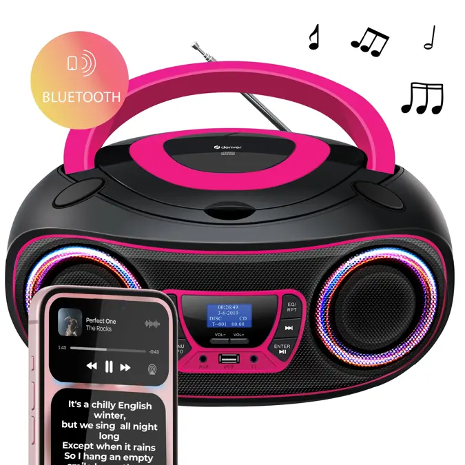 Denver TDB212PINK DAB+/FM Radio Boombox