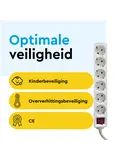 Stekkerdoos 6‑voudig met schakelaar – 1,4 m