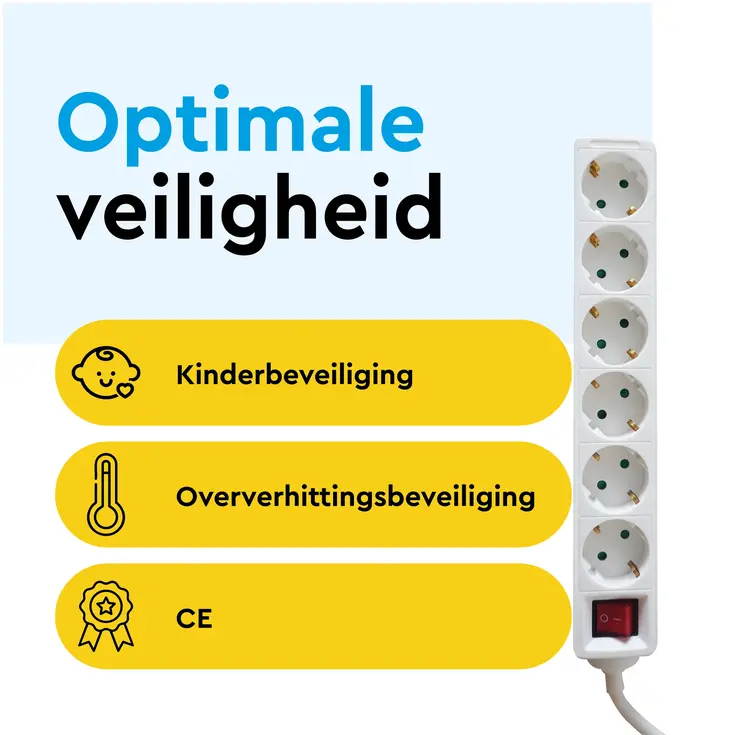 Stekkerdoos 6‑voudig met schakelaar – 1,4 m