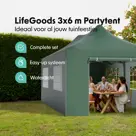 LifeGoods Partytent met Zijwanden– 3x6 m