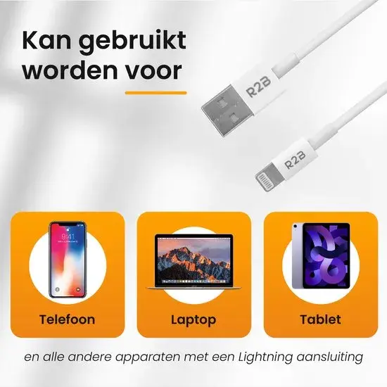 USB-A naar Lightning Kabel - 2 Meter