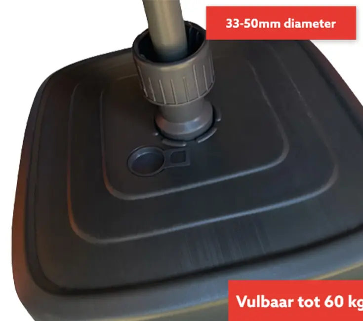 CUHOC Parasol Taupe Ø3m + grote Voet en hoes