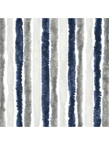 Chenille grijs/wit/blauw 56x185cm