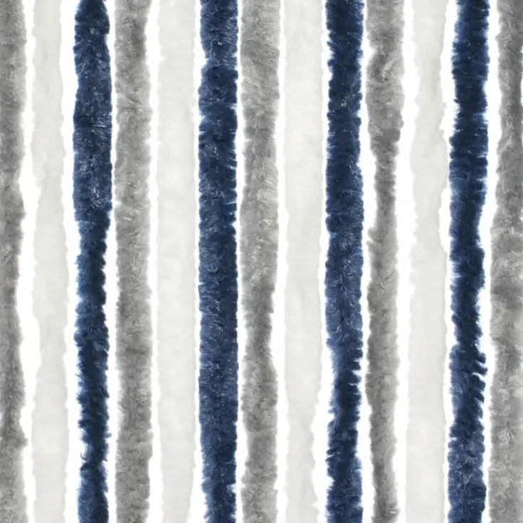 Chenille grijs/wit/blauw 56x185cm