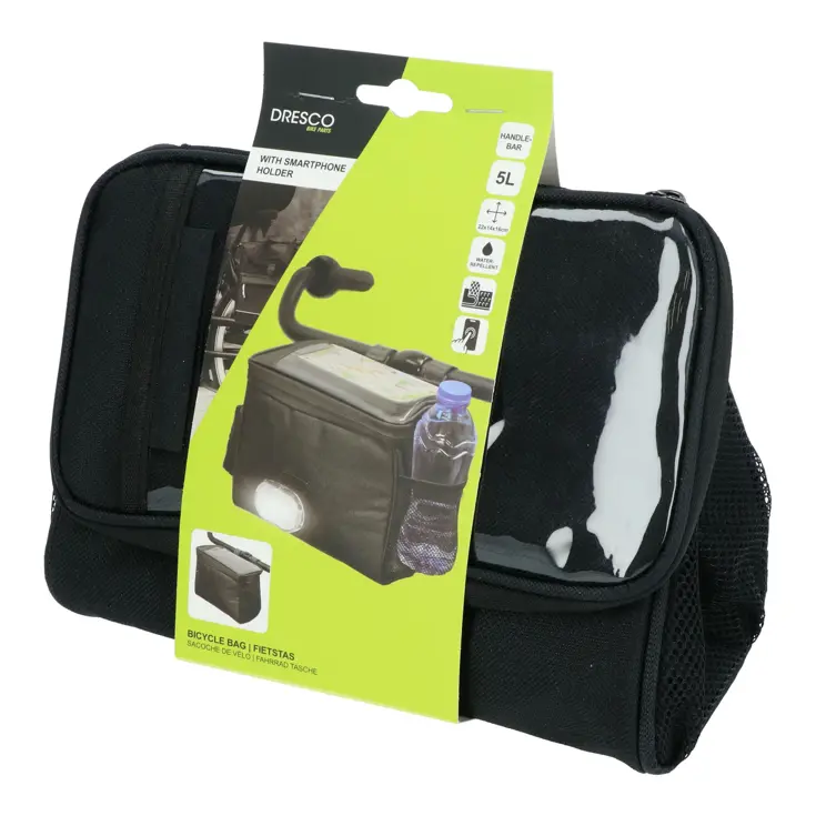 Compacte zwarte waterafstotende stuurtas 5L