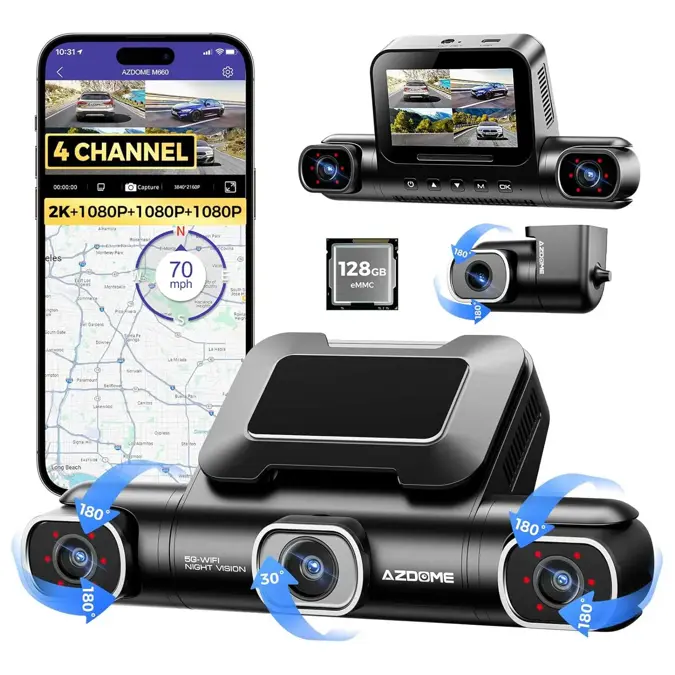 AZDome M660 4CH 128gb 2K Wifi GPS 360 graden