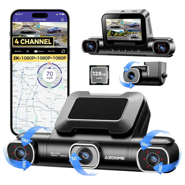 M660 4CH 128gb 2K Wifi GPS 360 graden dashcam