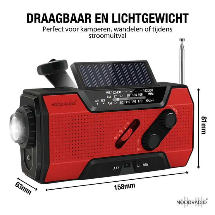 Noodradio® Solar Opwindbaar Met Batterijen