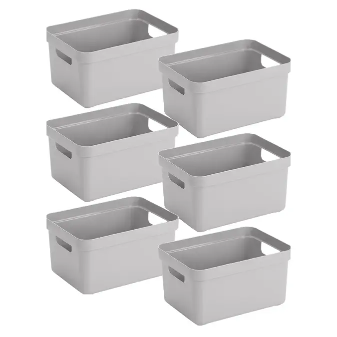 Sigma home - Opbergbox - 13L grijs - 6-delig