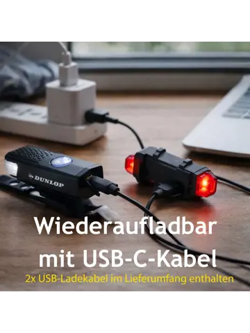 Dunlop Fietslamp Set Oplaadbaar -