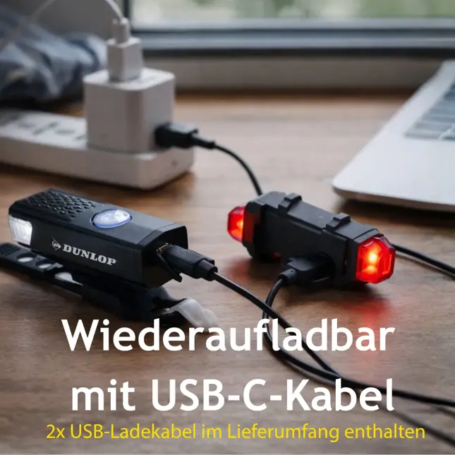 Dunlop Fietslamp Set Oplaadbaar -