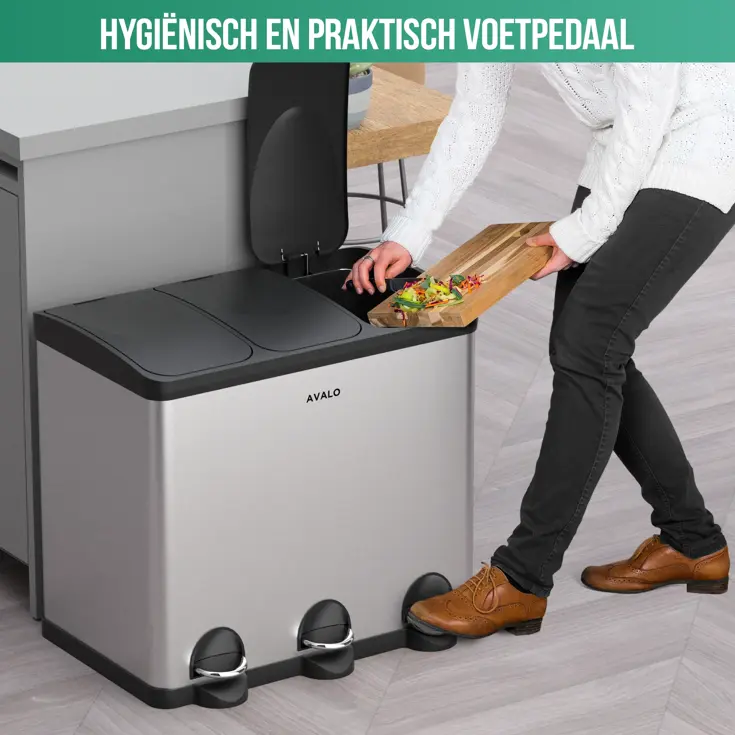 Avalo Prullenbak 3x20L - RVS