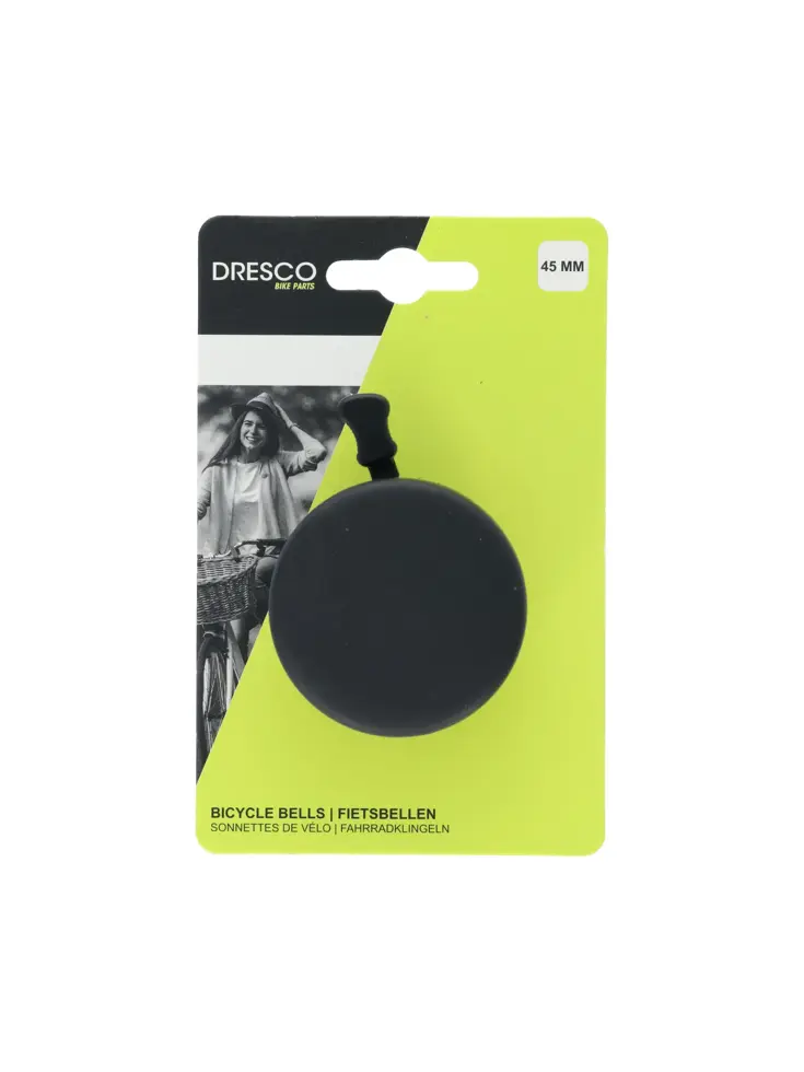 Zwarte fietsbel 55mm met heldere klank