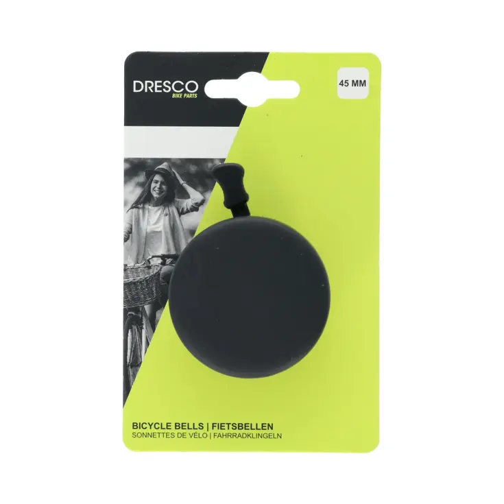 Zwarte fietsbel 55mm met heldere klank