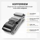 Kofferset 4-delig kofferriem + bagagelabels Zilver