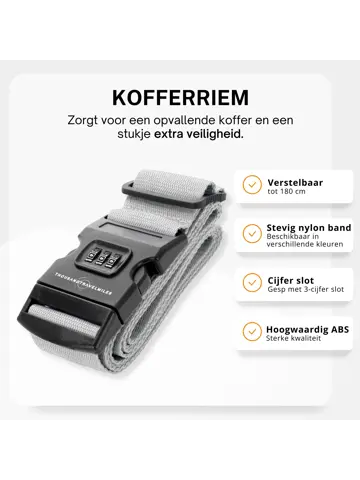 Kofferset 4-delig kofferriem + bagagelabels Zilver