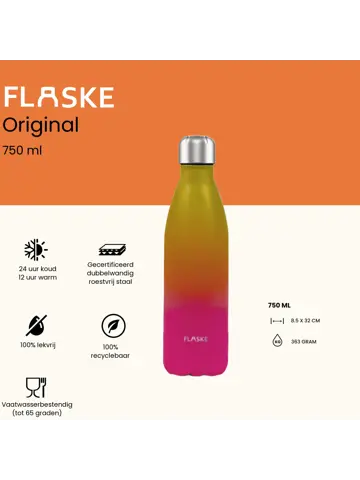 FLASKE 750 ml  RVS Drinkfles