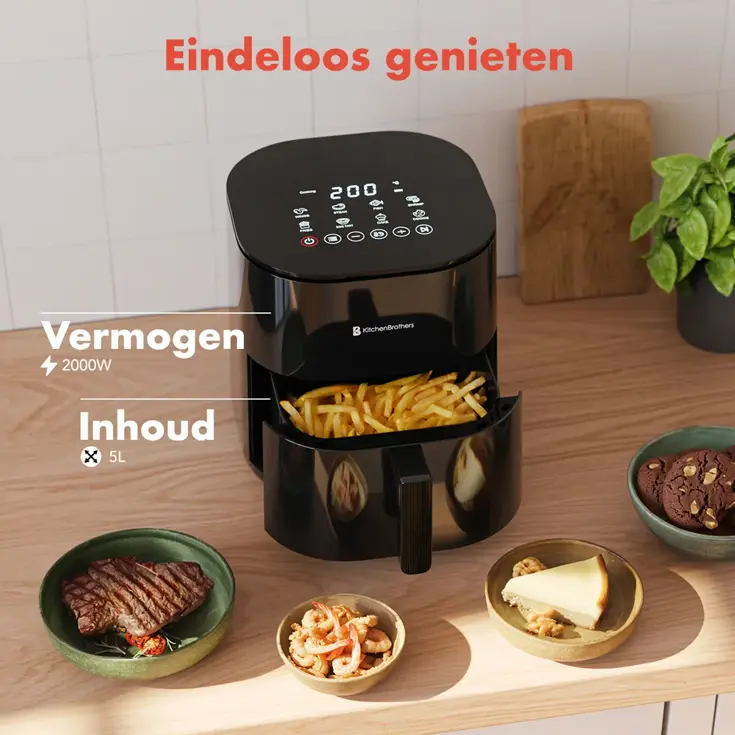 Airfryer – 5L – 2000W – Zwart