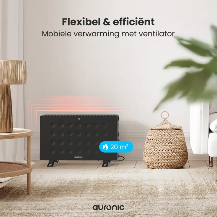 Convectorkachel – 2000W – Zwart