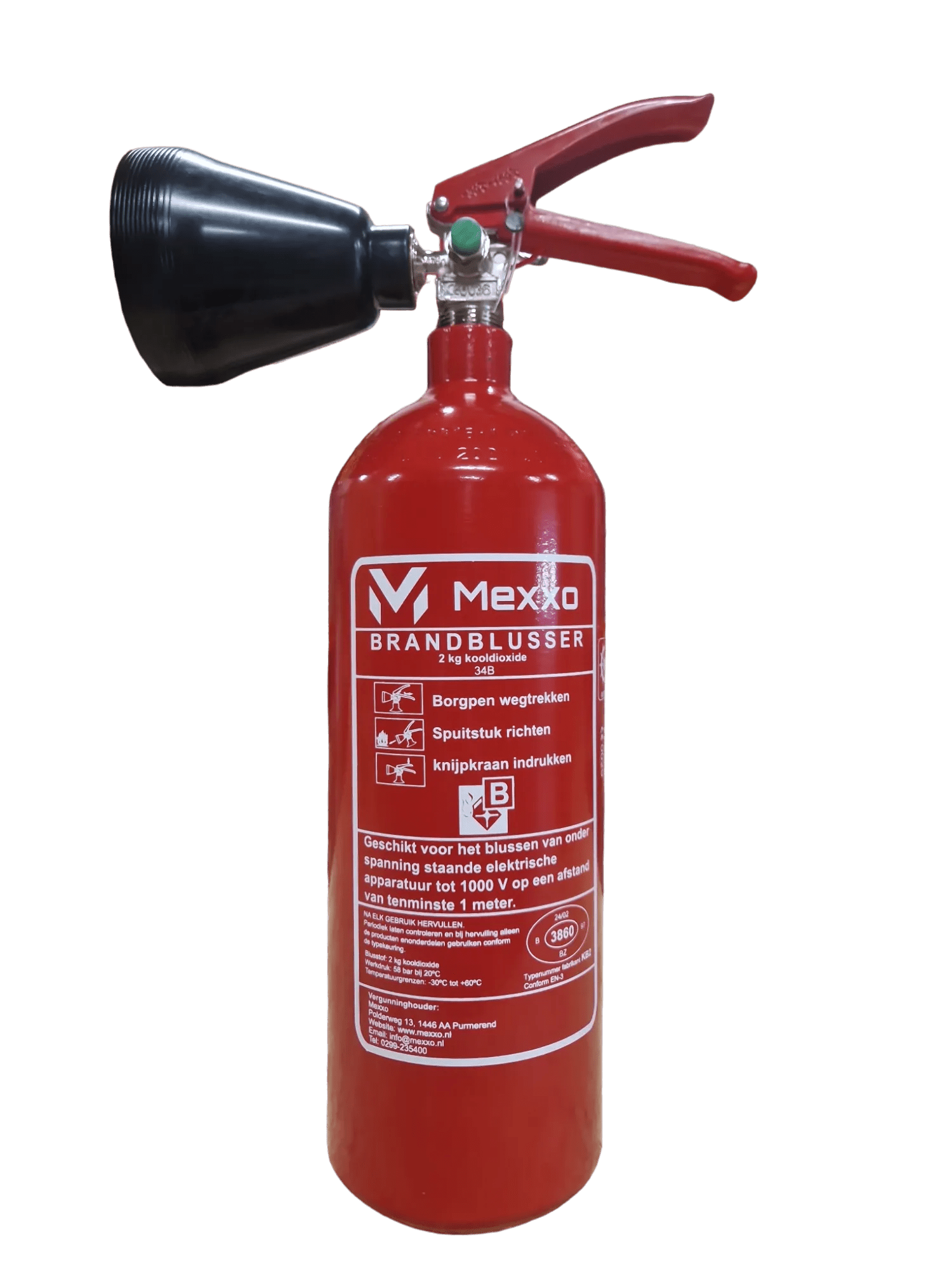 Mexxo CO2 brandblusser 2 kg vorstvrij