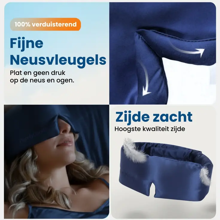 Zijden Slaapmasker - Verduisterend - Donkerblauw