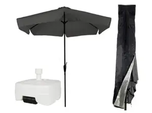 CUHOC Parasol Grijs Ø3m Met Voet En Hoes