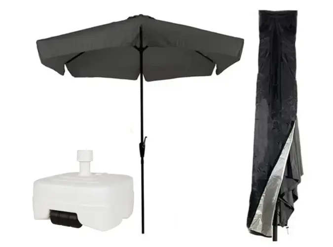 CUHOC Parasol Grijs Ø3m Met Voet En Hoes