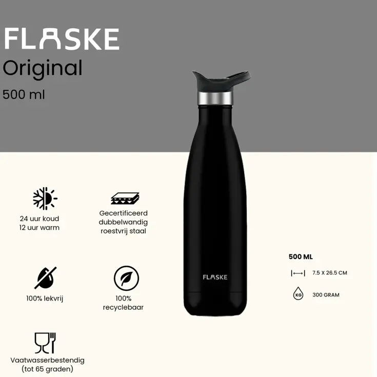 FLASKE 500 ml  RVS Drinkfles