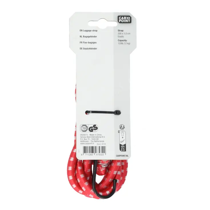 Enkele bagagebinder 200cm Ø 10mm met haken